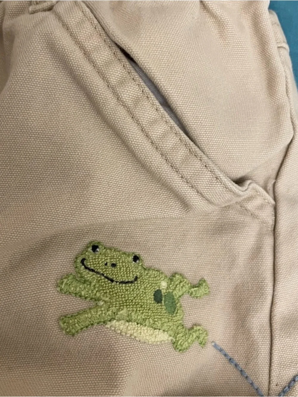 Gymboree Tan Chino Pants with Black Green Frog Embroidery 18-24 mos